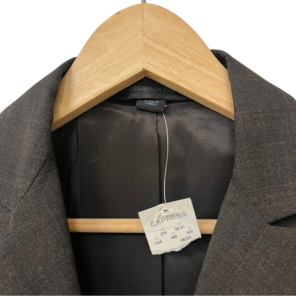 NWT Vintage Y2K Express Brown Blazer Jacket 0 - Picture 3 of 5
